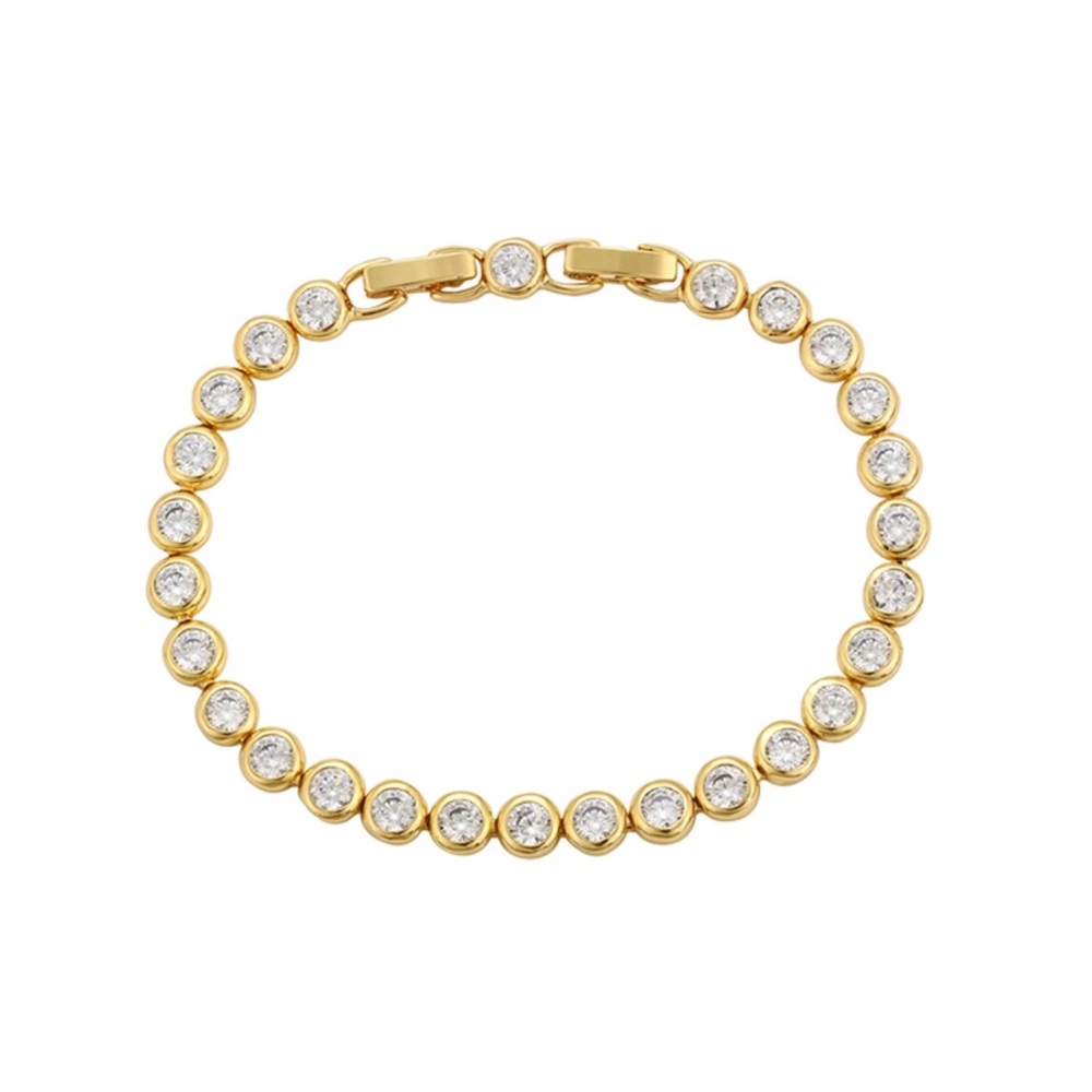 Tennis Bracelet | 14K Gold Tone CZ Stone Luxury Jewelry